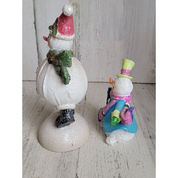 Snowman glitter set top hat mistletoe xmas figure decor snow unique - Picture 5 of 8